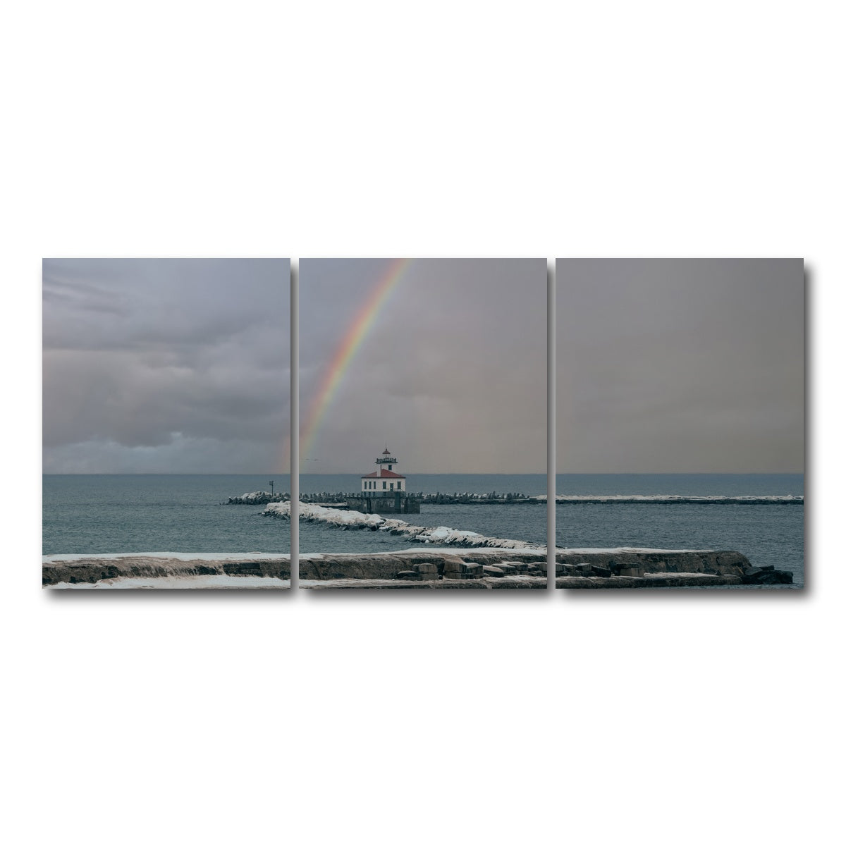 AUTO-MOCKUP WHITE | Lighthouse and Rainbow | 3 Piece | Gallery Wrap Canvas | group=18x24