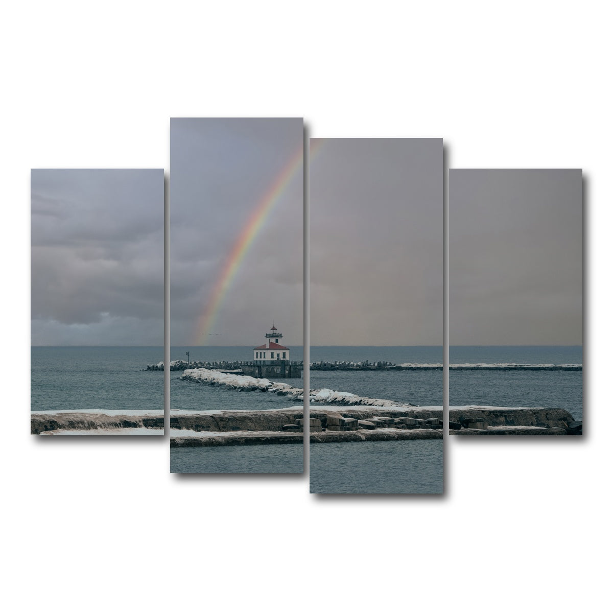 AUTO-MOCKUP WHITE | Lighthouse and Rainbow | 4 Piece | Gallery Wrap Canvas | group=4_short