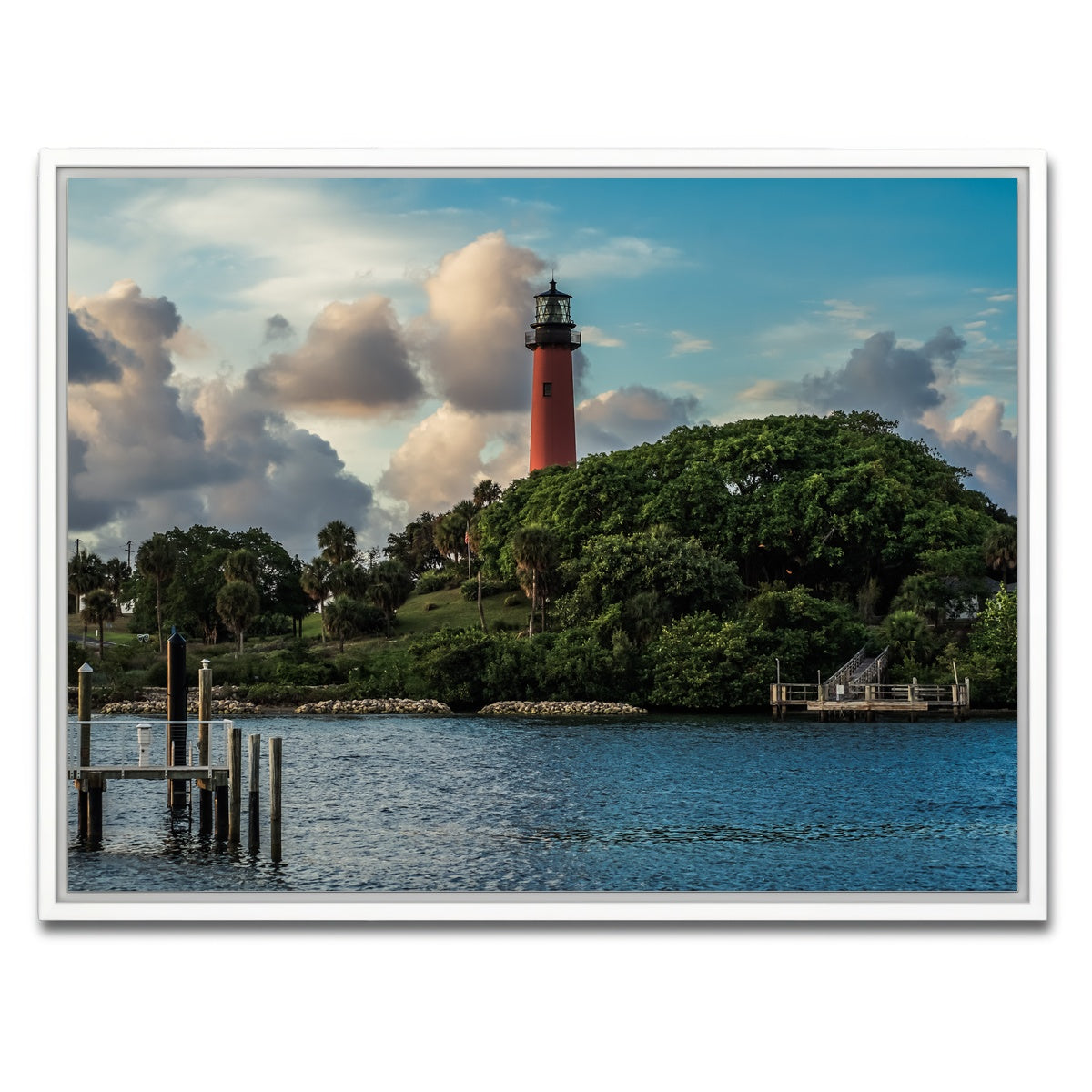 AUTO-MOCKUP WHITE | Lighthouse in Jupiter Florida | 1 Piece | White Framed Canvas | group=4x3