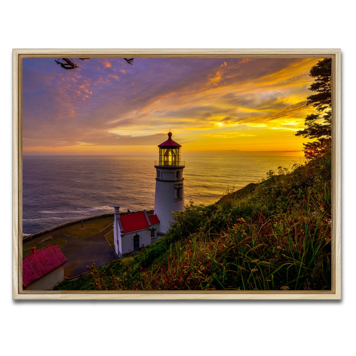 AUTO-MOCKUP WHITE | Lighthouse on Oregon coast | 1 Piece | Natural Framed Canvas | group=4x3
