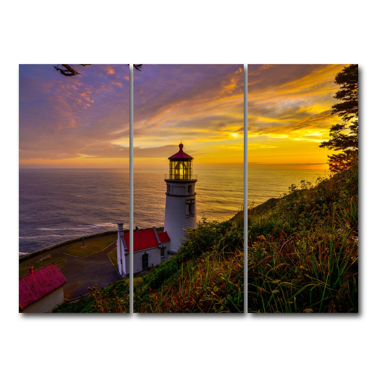 AUTO-MOCKUP WHITE | Lighthouse on Oregon coast | 3 Piece | Gallery Wrap Canvas | group=8x18
