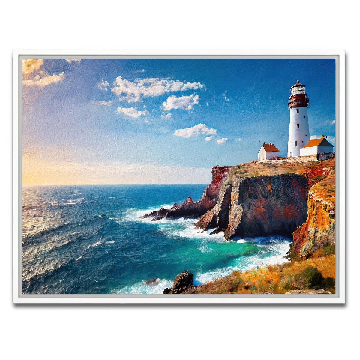 AUTO-MOCKUP WHITE | Lighthouse on the Cliffs | 1 Piece | White Framed Canvas | group=4x3