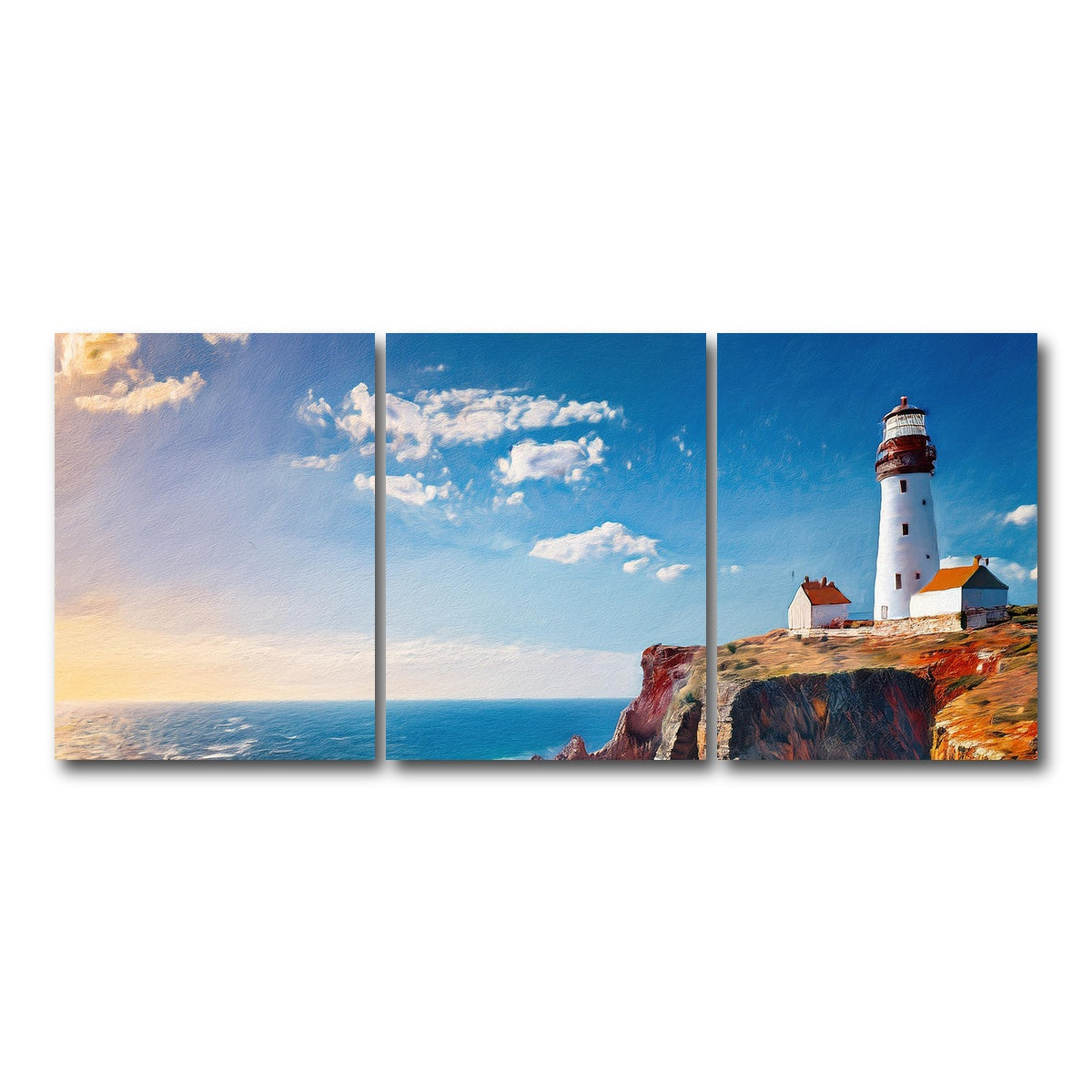 AUTO-MOCKUP WHITE | Lighthouse on the Cliffs | 3 Piece | Gallery Wrap Canvas | group=18x24