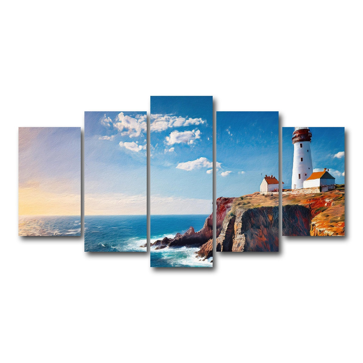 AUTO-MOCKUP WHITE | Lighthouse on the Cliffs | 5 Piece | Gallery Wrap Canvas | group=5_normal