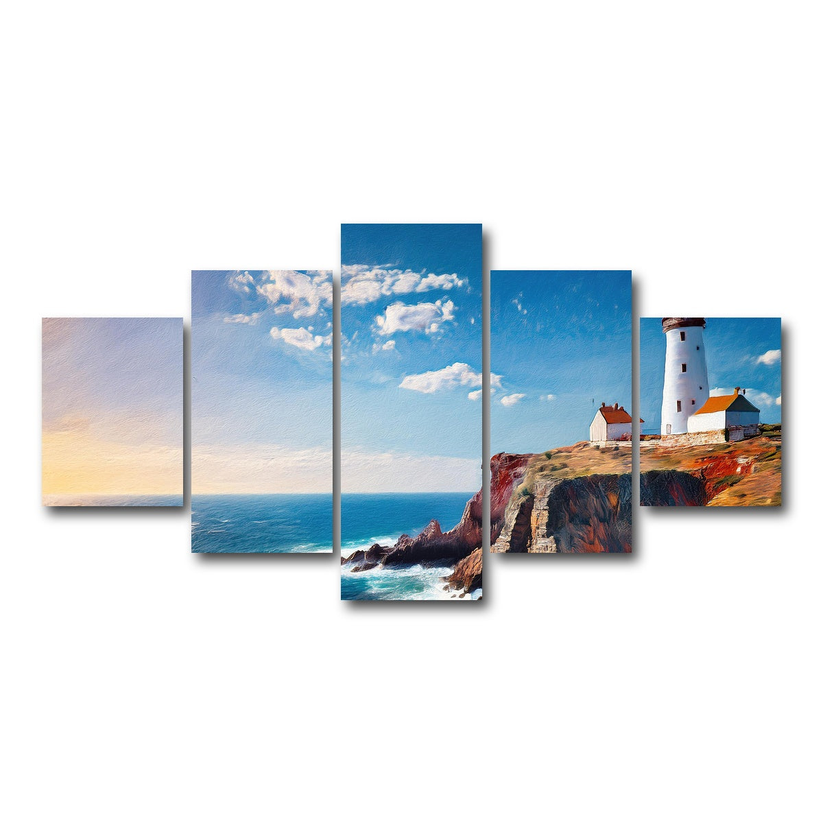 AUTO-MOCKUP WHITE | Lighthouse on the Cliffs | 5 Piece | Gallery Wrap Canvas | group=5_short