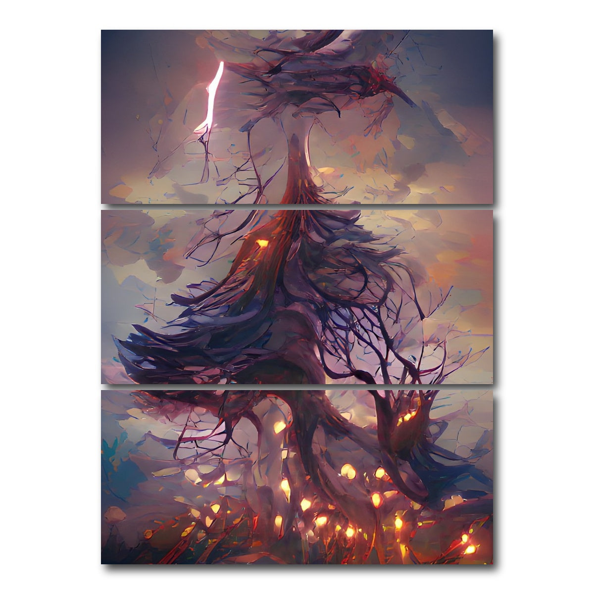 AUTO-MOCKUP WHITE | Lightning Strikes | 3 Piece | Gallery Wrap Canvas | group=8x18_stacked