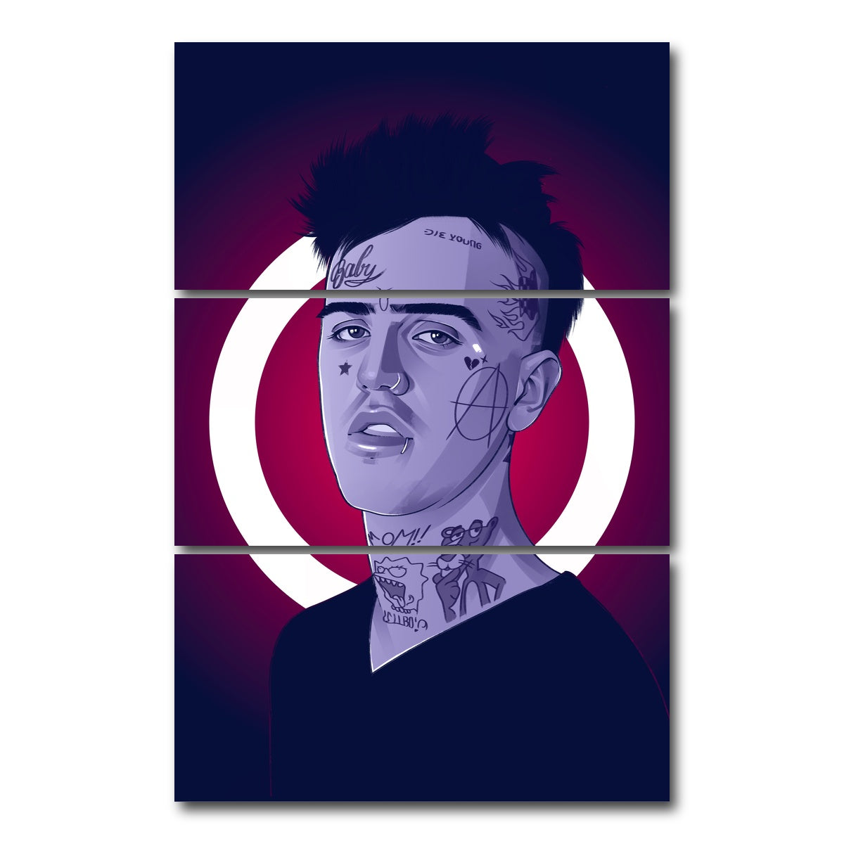 AUTO-MOCKUP WHITE | Lil Peep Blue | 3 Piece | Gallery Wrap Canvas | group=12x24_stacked