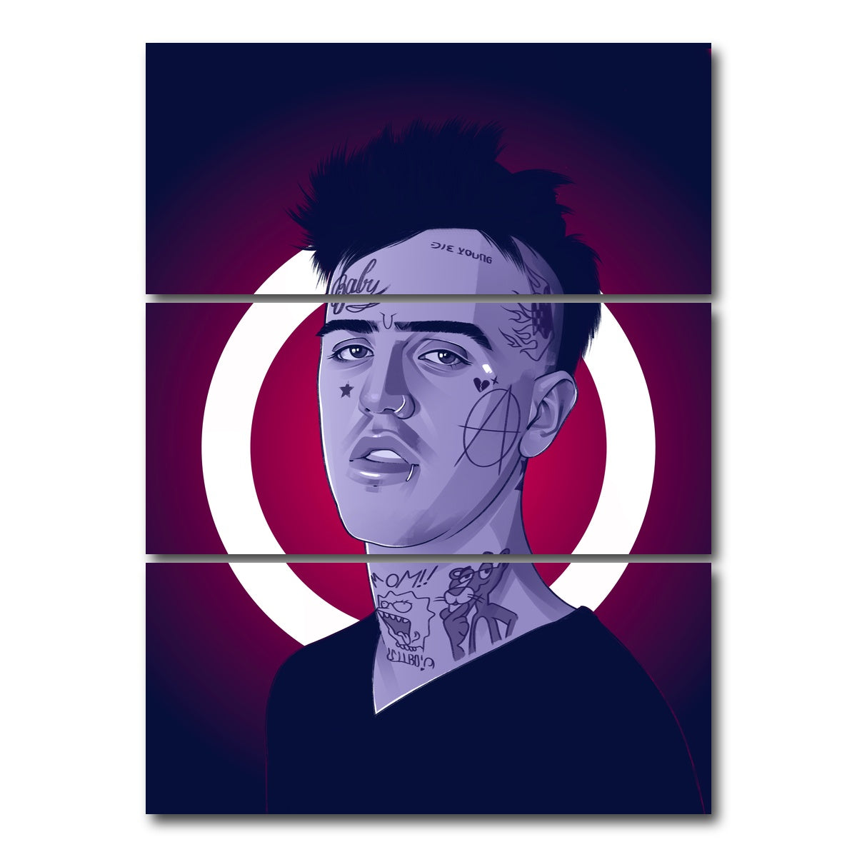 AUTO-MOCKUP WHITE | Lil Peep Blue | 3 Piece | Gallery Wrap Canvas | group=8x18_stacked