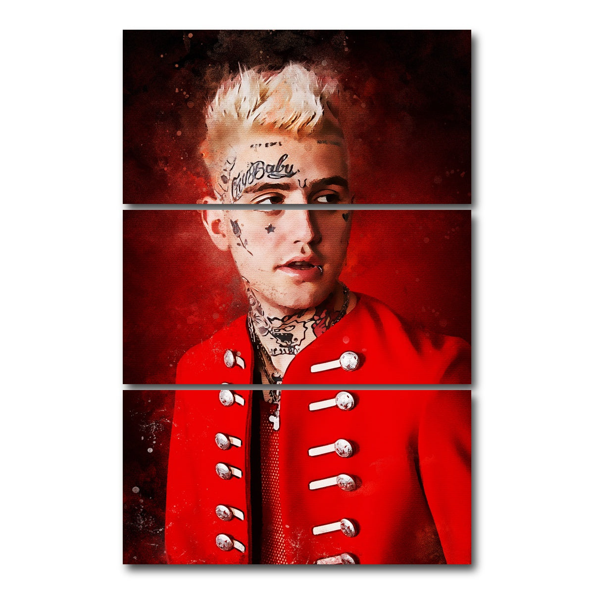 AUTO-MOCKUP WHITE | Lil Peep Painting | 3 Piece | Gallery Wrap Canvas | group=12x24_stacked