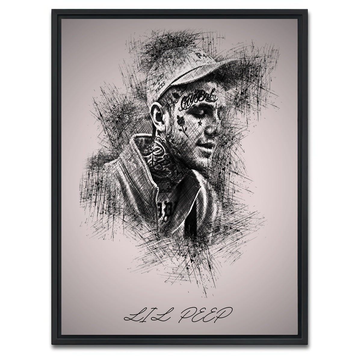 AUTO-MOCKUP WHITE | Lil Peep Sketch | 1 Piece | Black Framed Canvas | group=3x4
