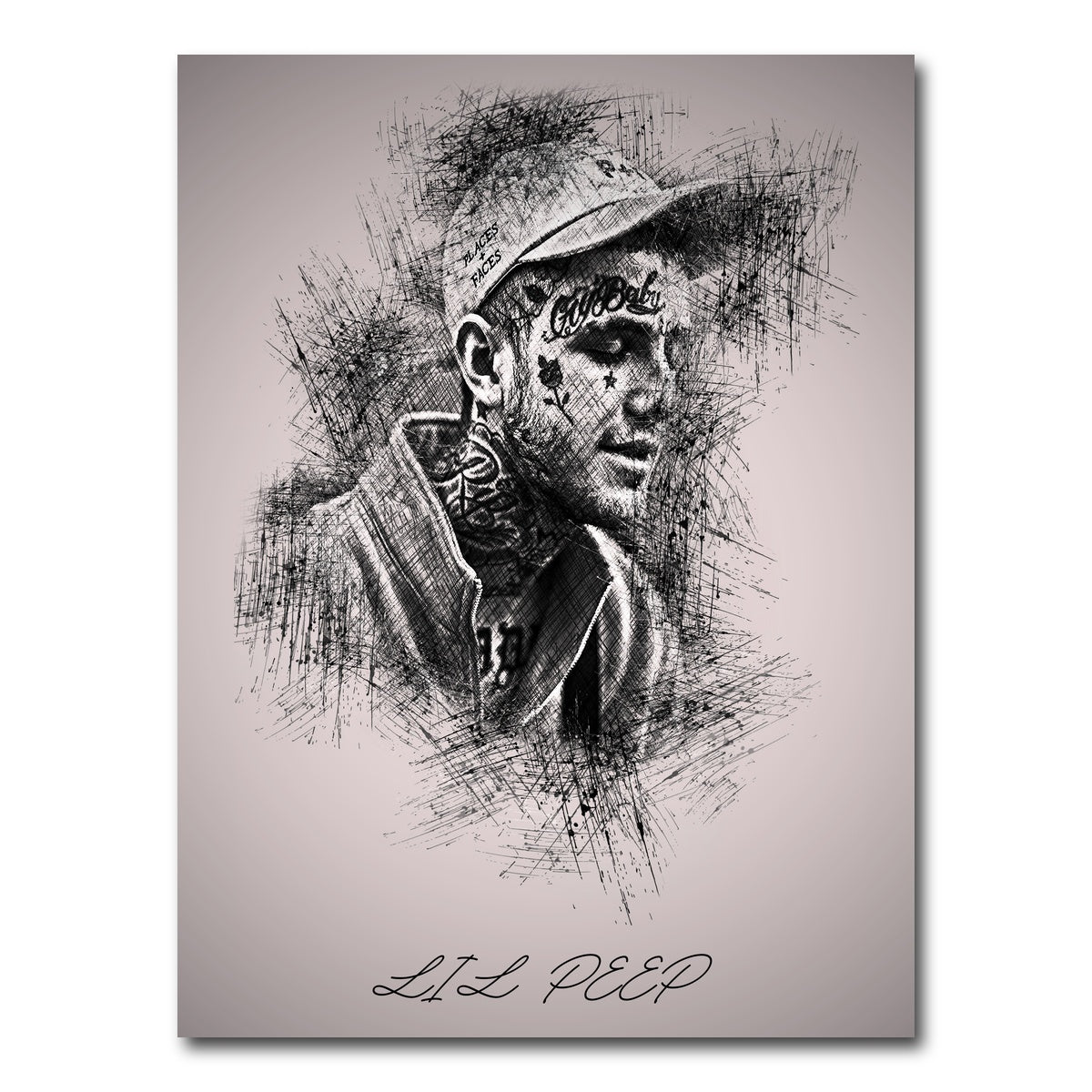 AUTO-MOCKUP WHITE | Lil Peep Sketch | 1 Piece | Gallery Wrap Canvas | group=3x4