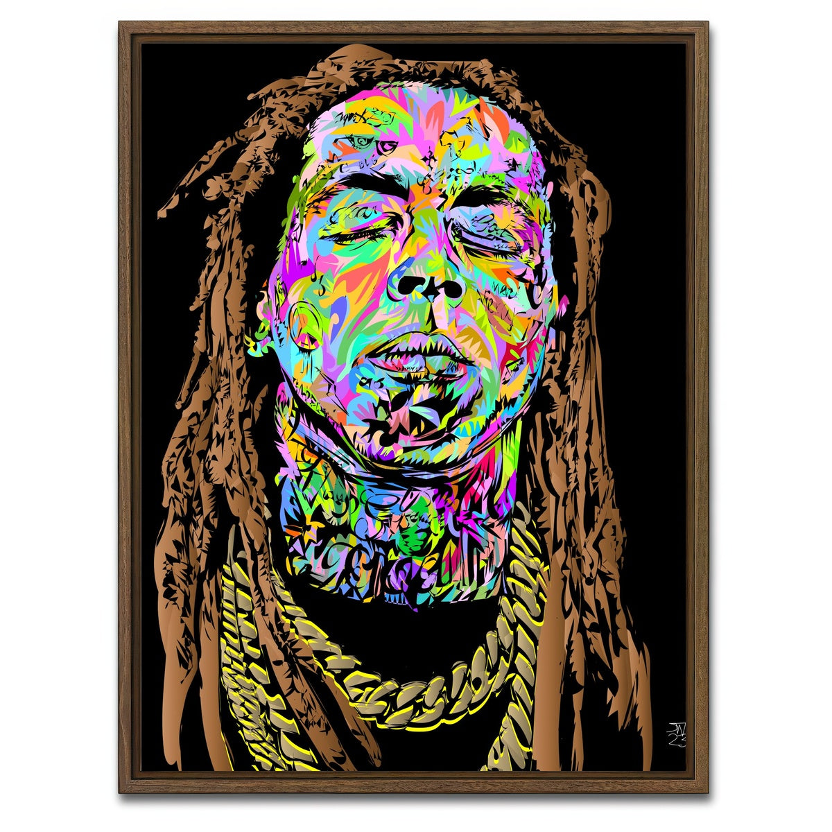 AUTO-MOCKUP WHITE | Lil Wayne | 1 Piece | Walnut Framed Canvas | group=3x4