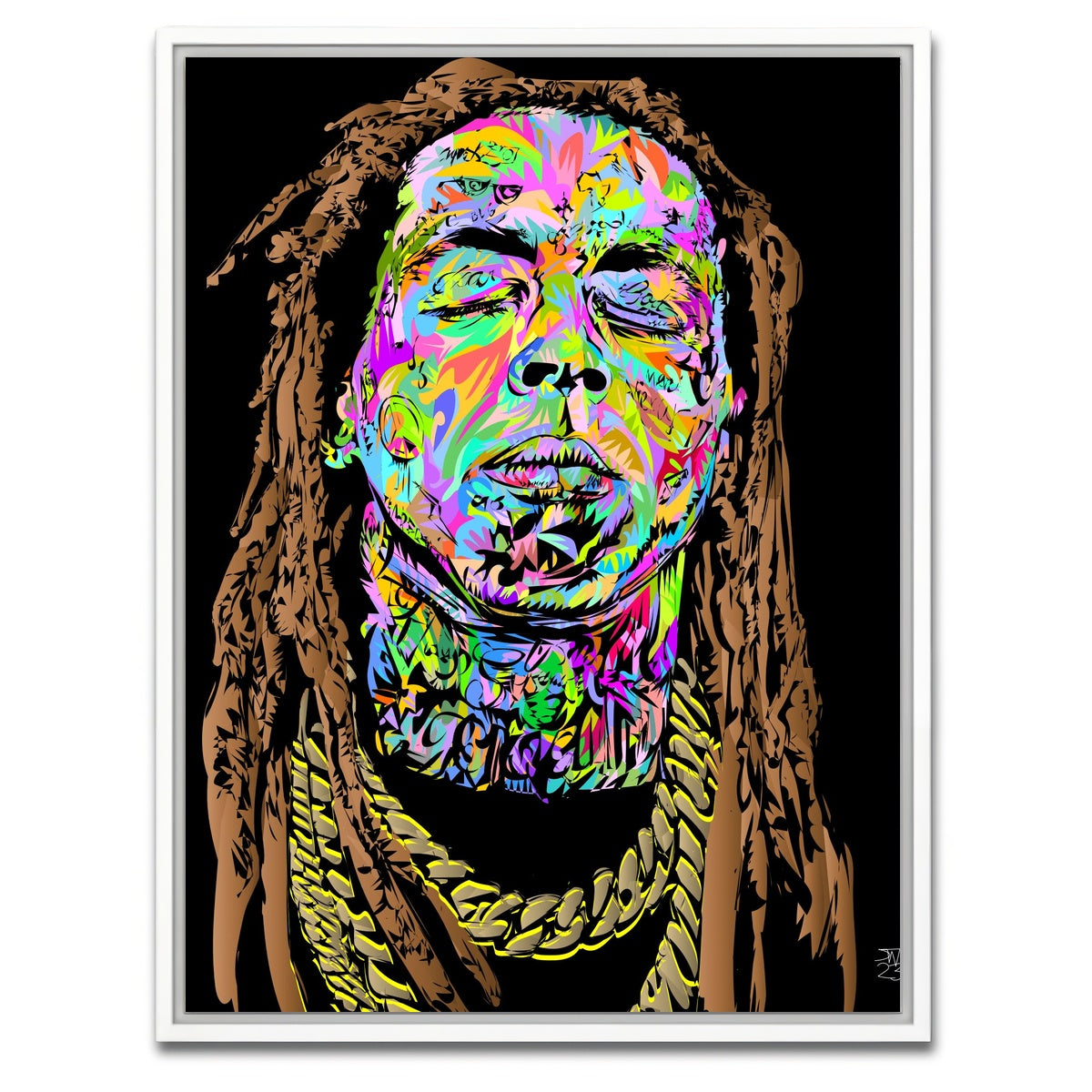 AUTO-MOCKUP WHITE | Lil Wayne | 1 Piece | White Framed Canvas | group=3x4
