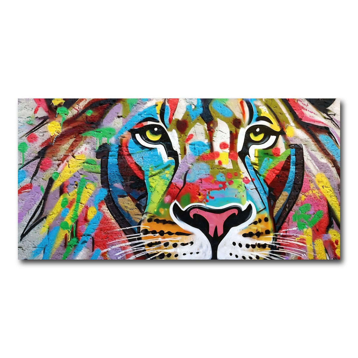 AUTO-MOCKUP WHITE | Lion Graffiti | 1 Piece | Gallery Wrap Canvas | group=2x1