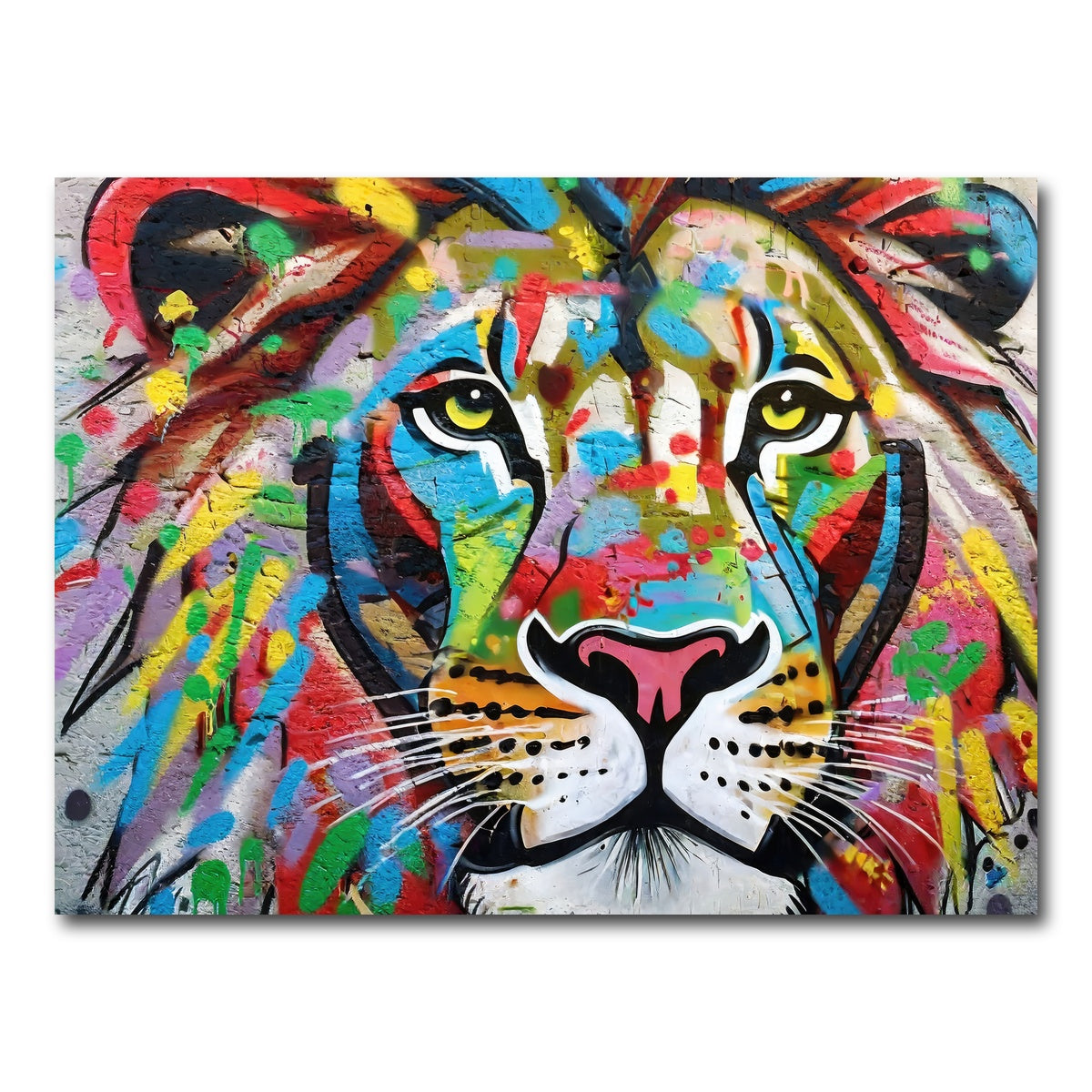AUTO-MOCKUP WHITE | Lion Graffiti | 1 Piece | Gallery Wrap Canvas | group=4x3