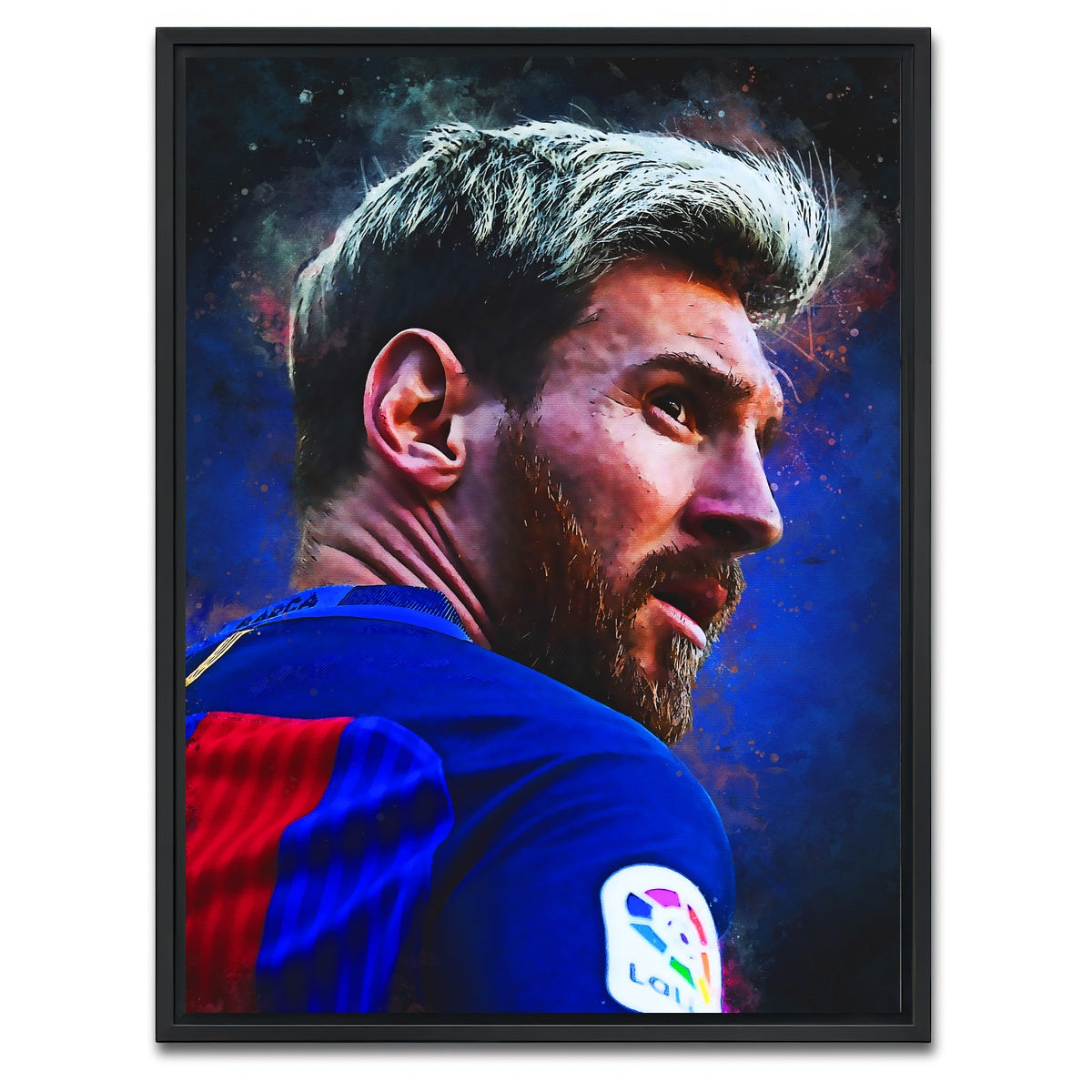 AUTO-MOCKUP WHITE | Lionel Messi Painting | 1 Piece | Black Framed Canvas | group=3x4