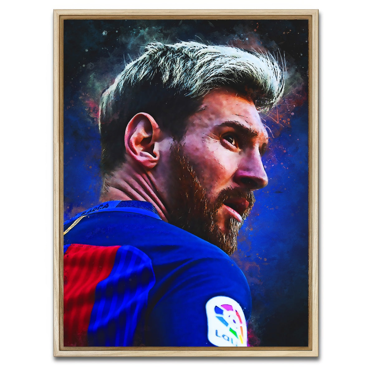 AUTO-MOCKUP WHITE | Lionel Messi Painting | 1 Piece | Natural Framed Canvas | group=3x4