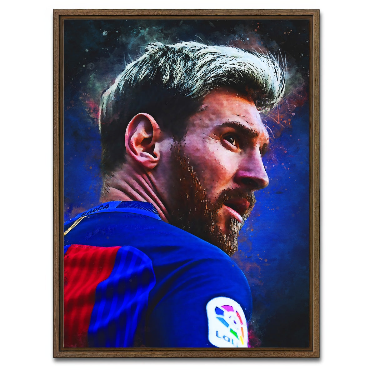 AUTO-MOCKUP WHITE | Lionel Messi Painting | 1 Piece | Walnut Framed Canvas | group=3x4