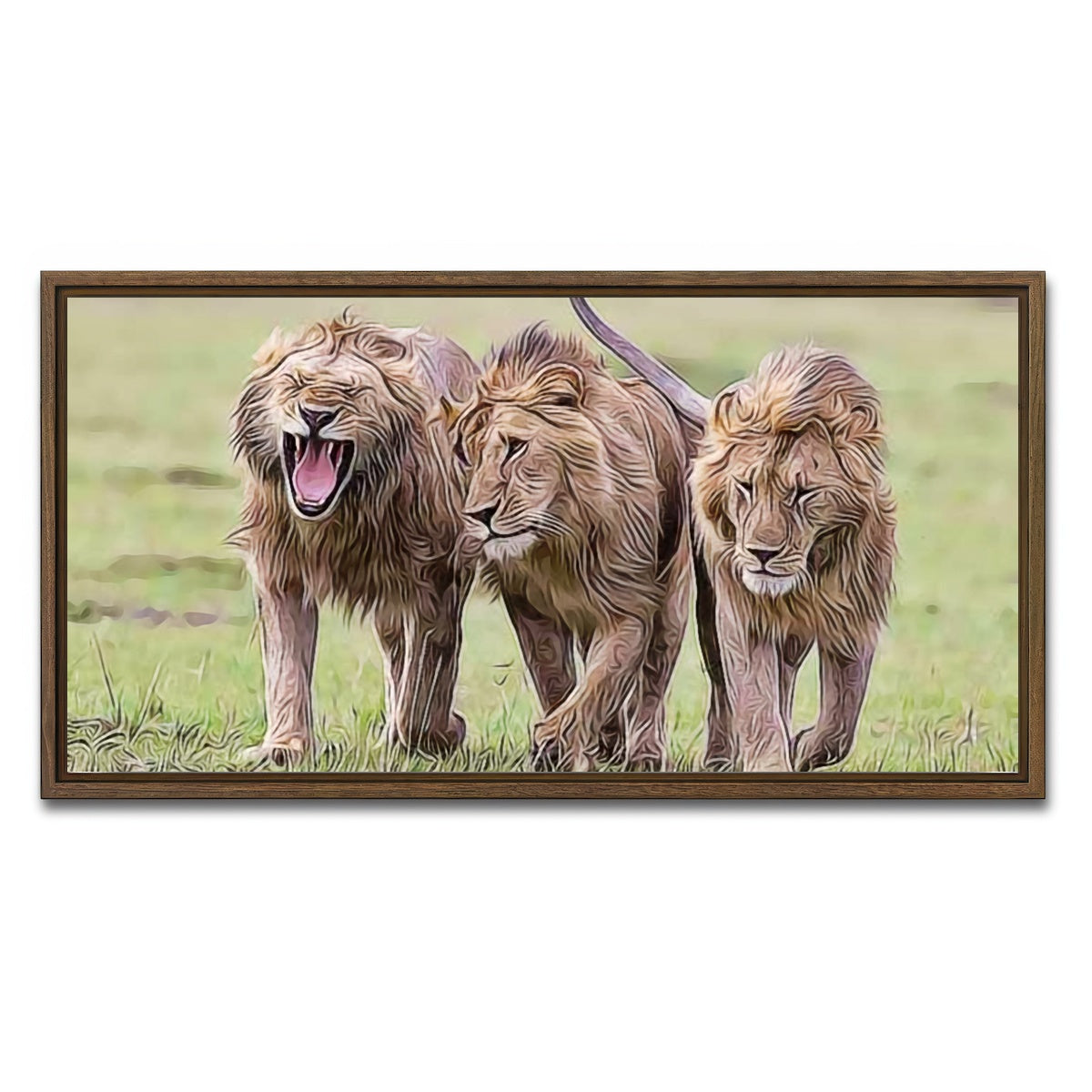 AUTO-MOCKUP WHITE | Lions Art | 1 Piece | Walnut Framed Canvas | group=2x1