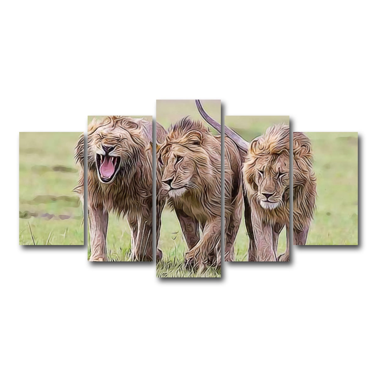 AUTO-MOCKUP WHITE | Lions Art | 5 Piece | Gallery Wrap Canvas | group=5_normal