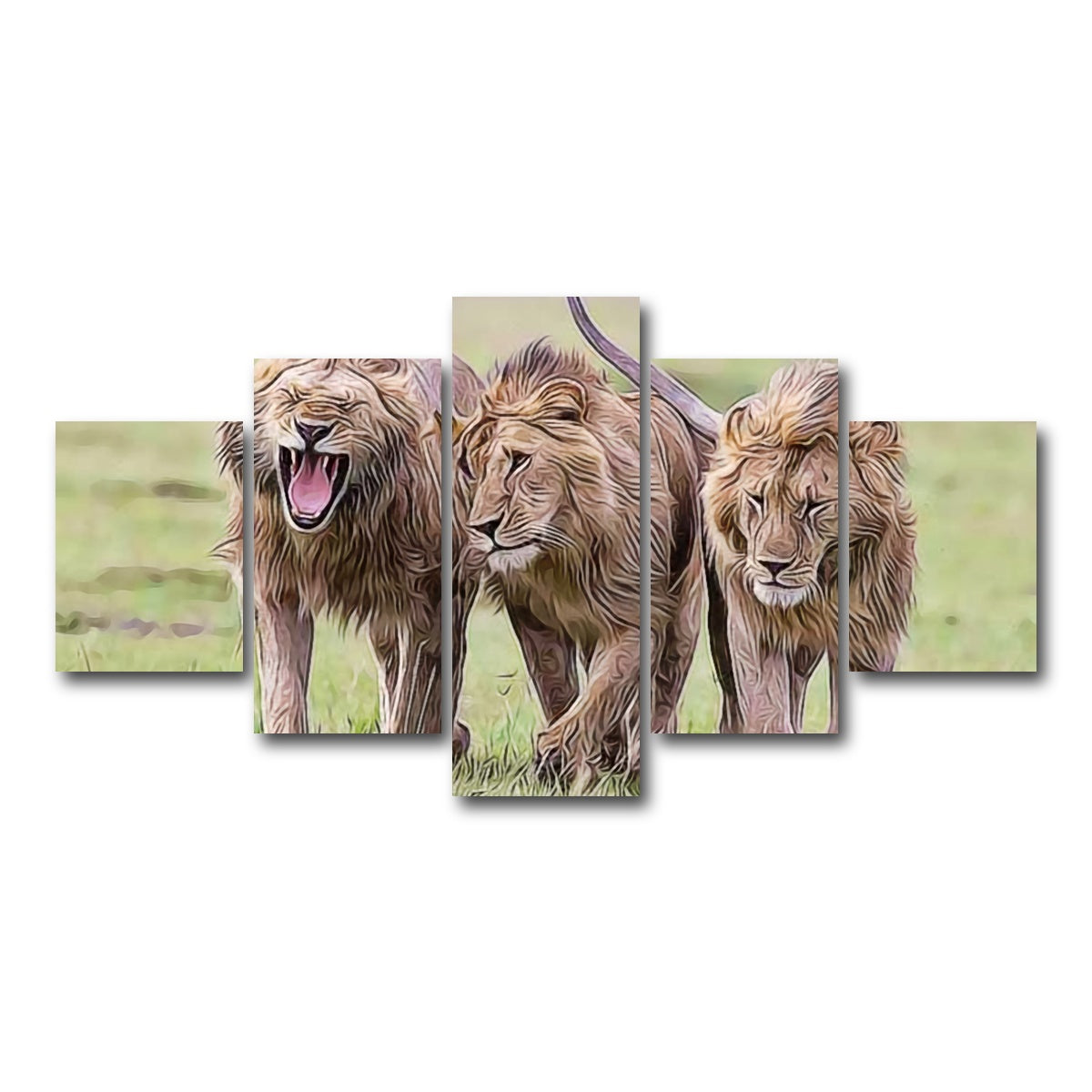 AUTO-MOCKUP WHITE | Lions Art | 5 Piece | Gallery Wrap Canvas | group=5_short
