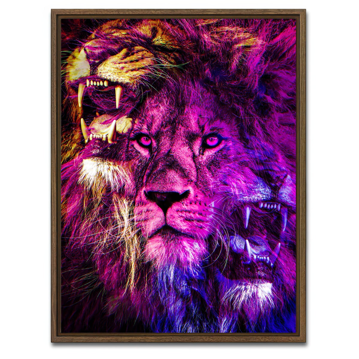 AUTO-MOCKUP WHITE | Lions | 1 Piece | Walnut Framed Canvas | group=3x4