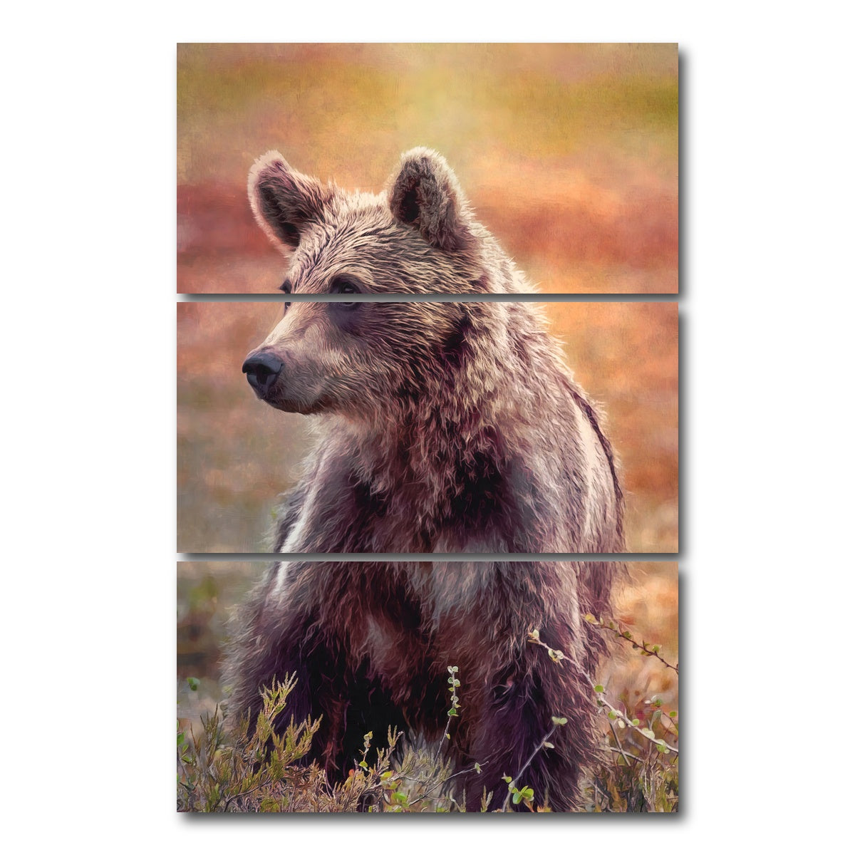 AUTO-MOCKUP WHITE | Little Brown Bear | 3 Piece | Gallery Wrap Canvas | group=12x24_stacked