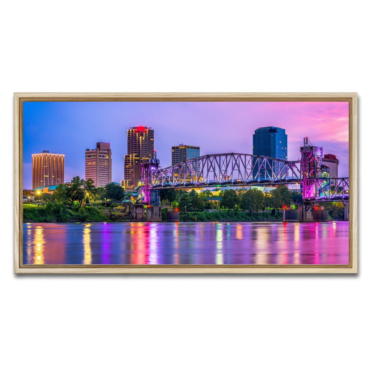 AUTO-MOCKUP WHITE | Little Rock Skyline | 1 Piece | Natural Framed Canvas | group=2x1