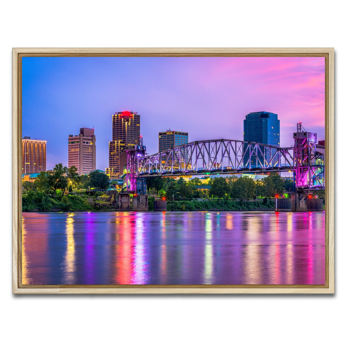 AUTO-MOCKUP WHITE | Little Rock Skyline | 1 Piece | Natural Framed Canvas | group=4x3