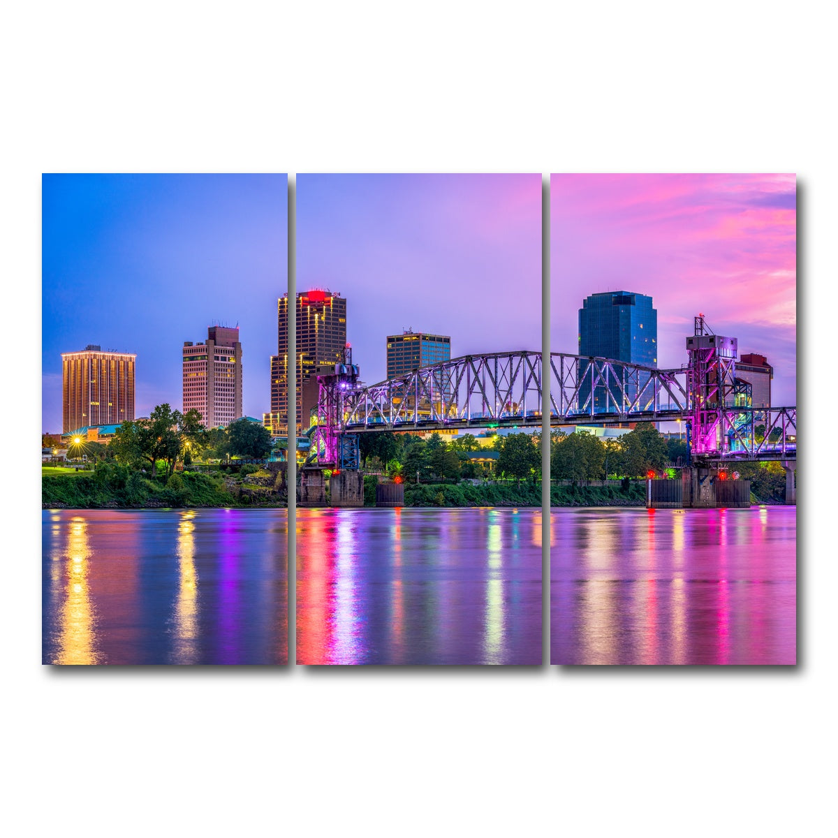 AUTO-MOCKUP WHITE | Little Rock Skyline | 3 Piece | Gallery Wrap Canvas | group=12x24