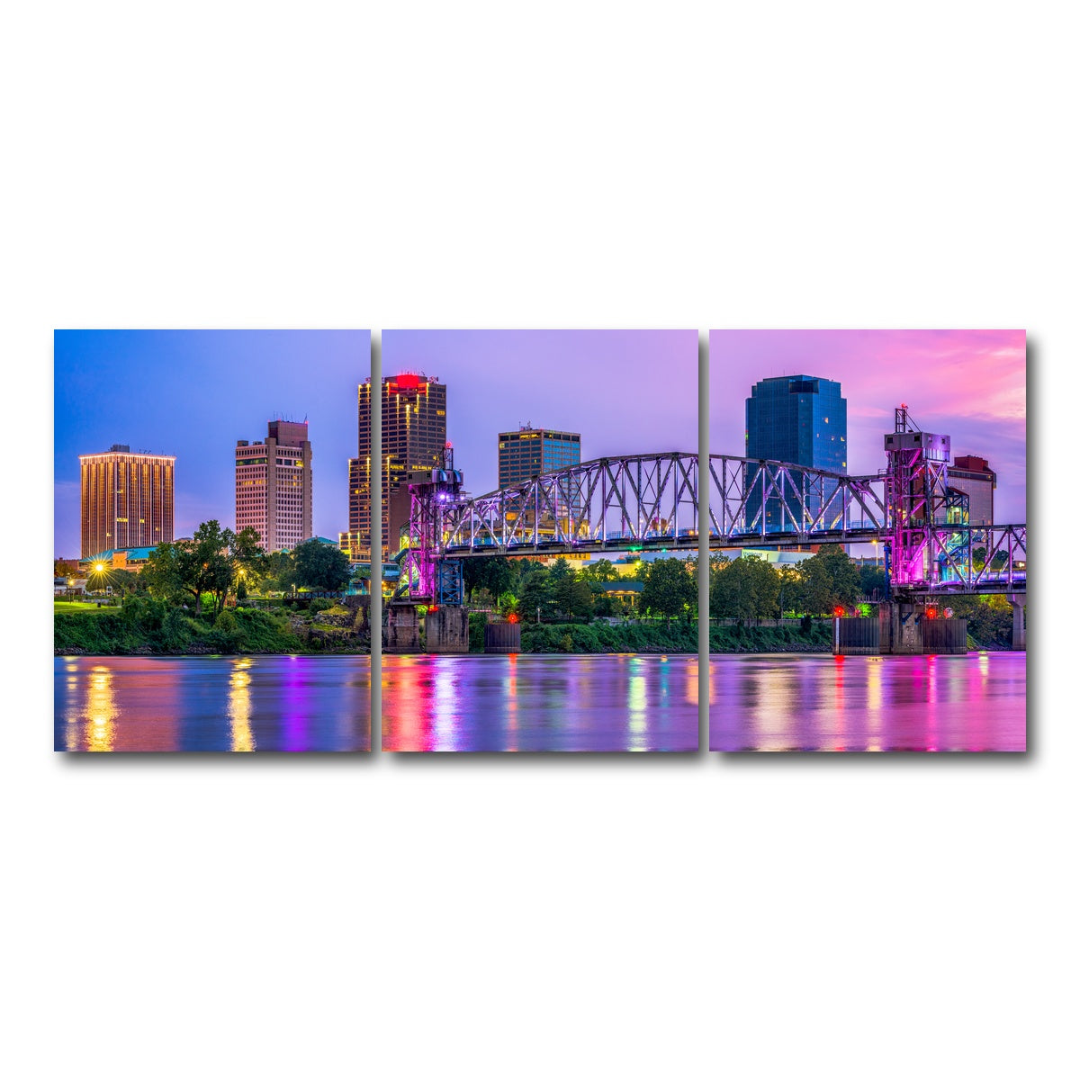 AUTO-MOCKUP WHITE | Little Rock Skyline | 3 Piece | Gallery Wrap Canvas | group=18x24