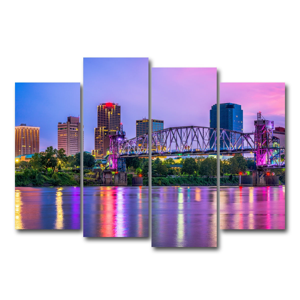 AUTO-MOCKUP WHITE | Little Rock Skyline | 4 Piece | Gallery Wrap Canvas | group=4_normal