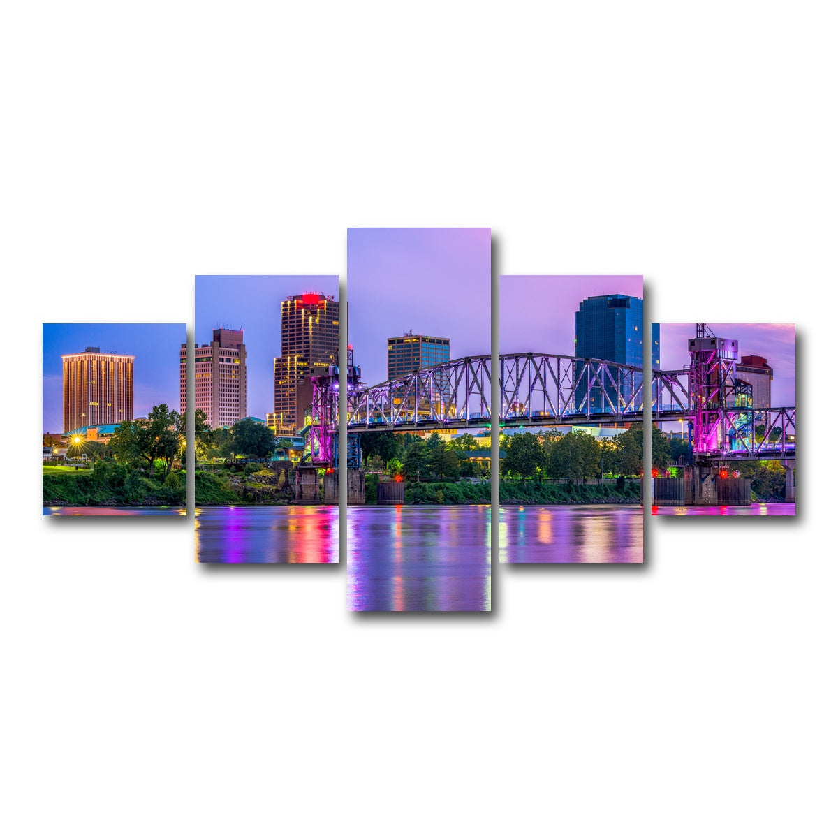 AUTO-MOCKUP WHITE | Little Rock Skyline | 5 Piece | Gallery Wrap Canvas | group=5_short