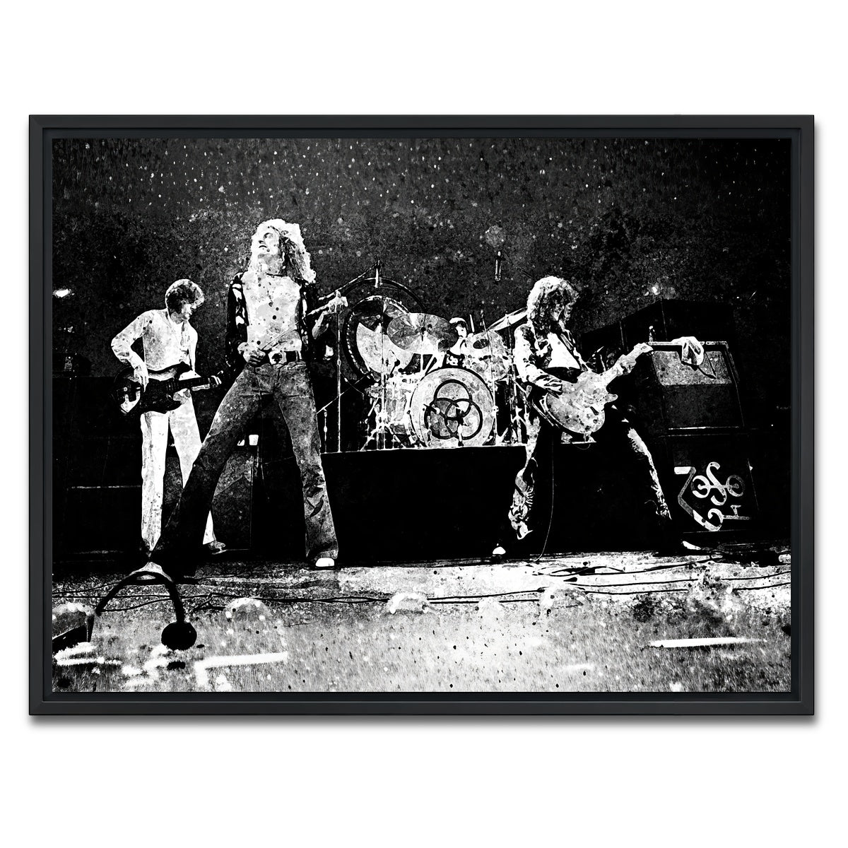 AUTO-MOCKUP WHITE | Live Led Zeppelin Grayscale | 1 Piece | Black Framed Canvas | group=4x3