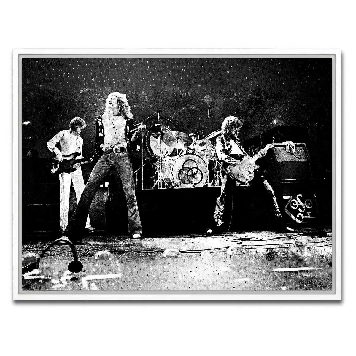 AUTO-MOCKUP WHITE | Live Led Zeppelin Grayscale | 1 Piece | White Framed Canvas | group=4x3