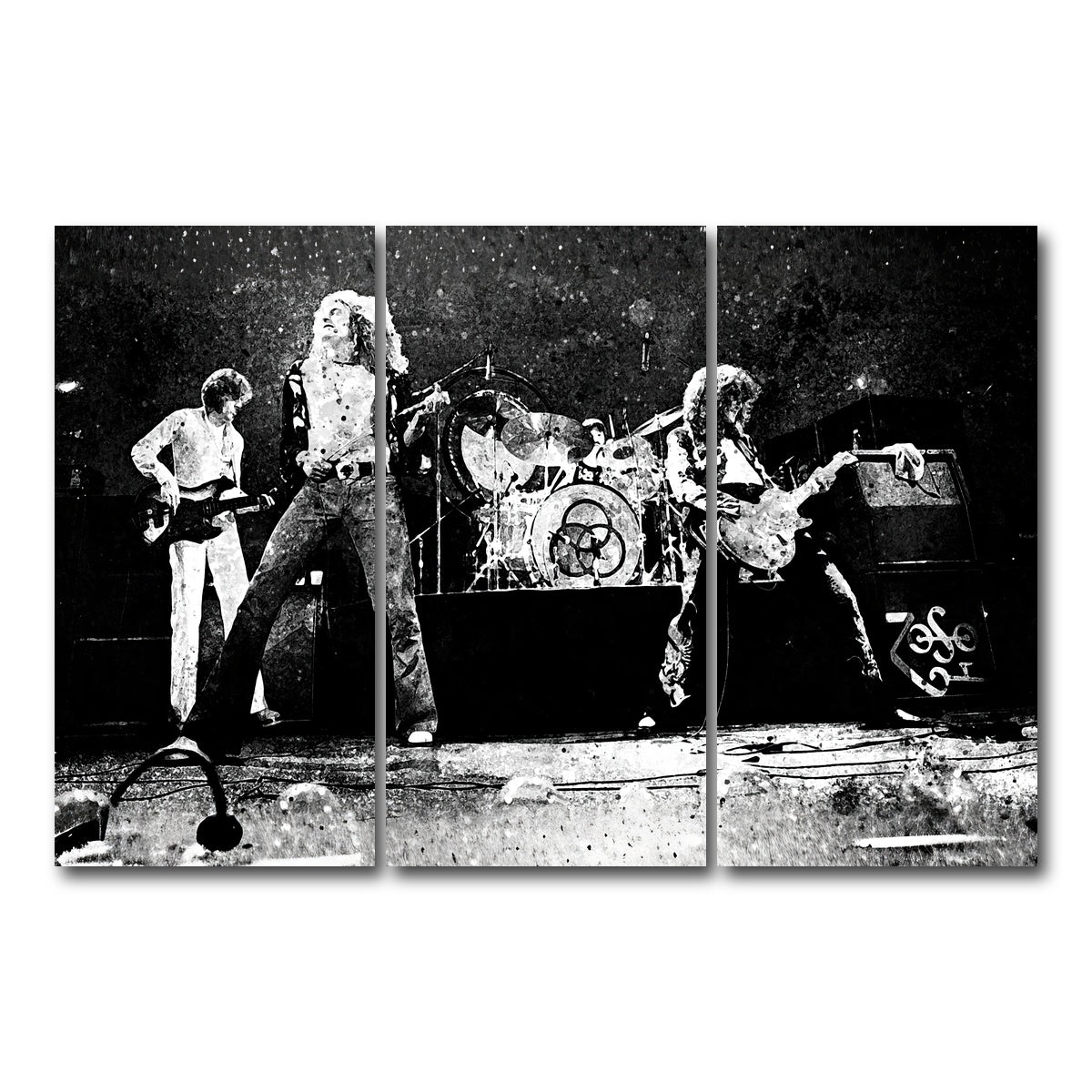 AUTO-MOCKUP WHITE | Live Led Zeppelin Grayscale | 3 Piece | Gallery Wrap Canvas | group=12x24