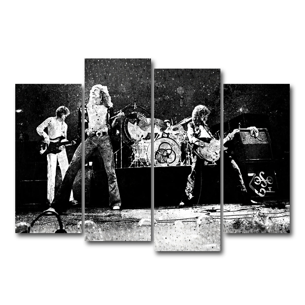 AUTO-MOCKUP WHITE | Live Led Zeppelin Grayscale | 4 Piece | Gallery Wrap Canvas | group=4_normal