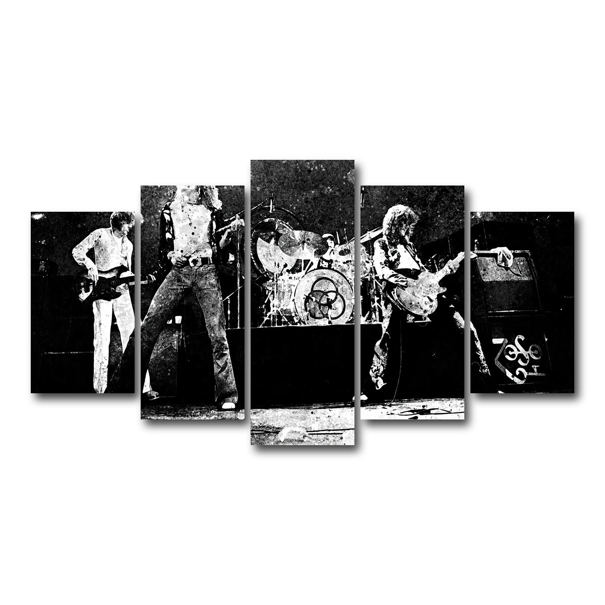 AUTO-MOCKUP WHITE | Live Led Zeppelin Grayscale | 5 Piece | Gallery Wrap Canvas | group=5_normal