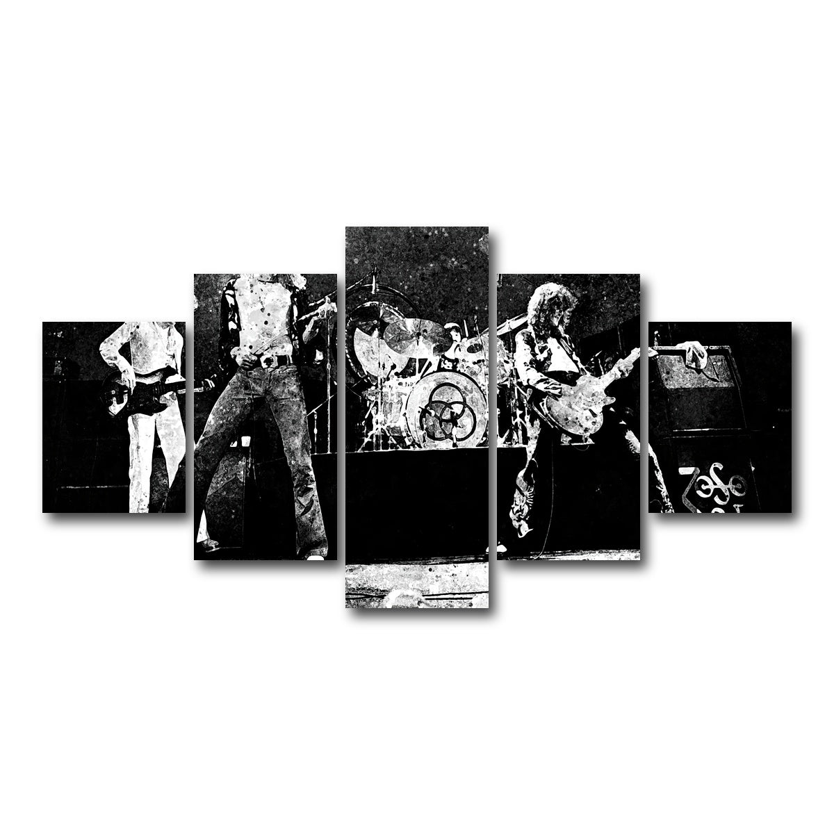 AUTO-MOCKUP WHITE | Live Led Zeppelin Grayscale | 5 Piece | Gallery Wrap Canvas | group=5_short