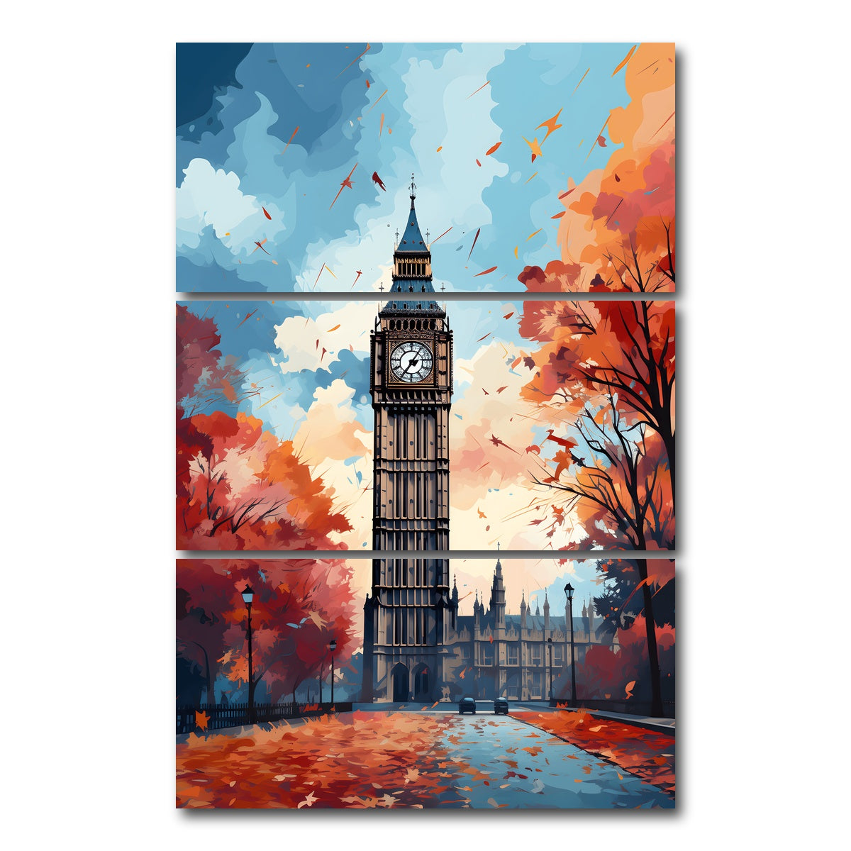 AUTO-MOCKUP WHITE | London - Big Ben | 3 Piece | Gallery Wrap Canvas | group=12x24_stacked