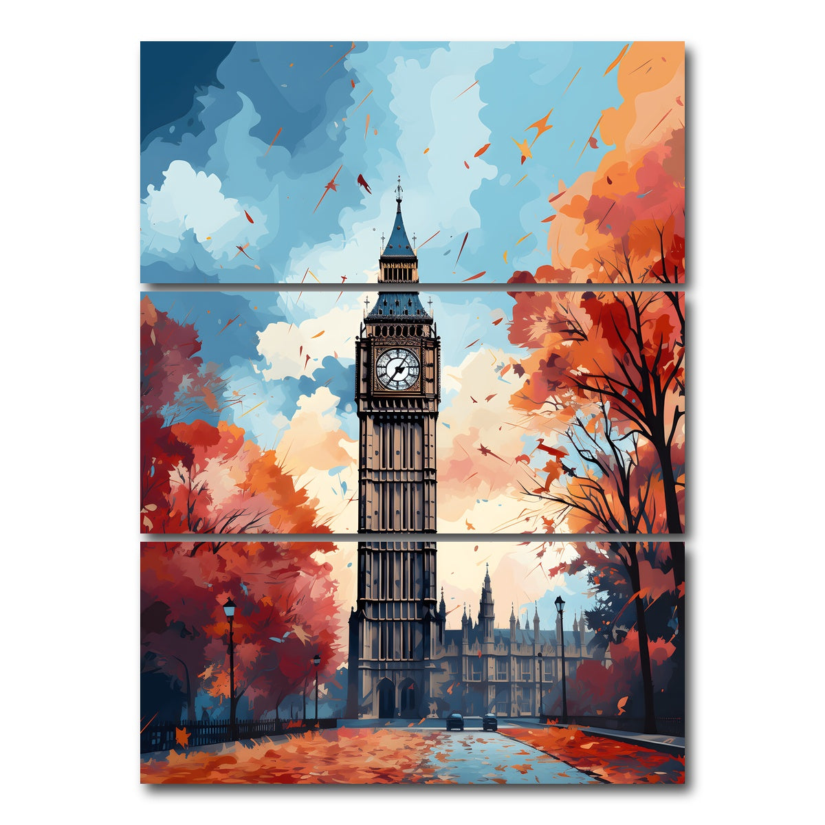 AUTO-MOCKUP WHITE | London - Big Ben | 3 Piece | Gallery Wrap Canvas | group=8x18_stacked