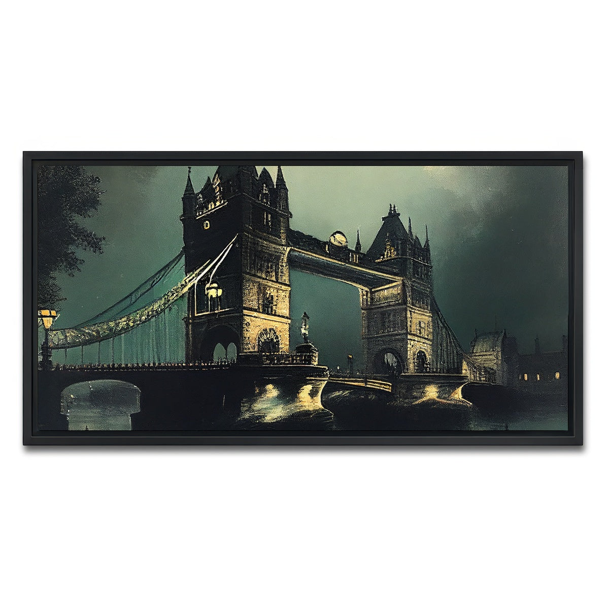 AUTO-MOCKUP WHITE | London Bridge at Night | 1 Piece | Black Framed Canvas | group=2x1