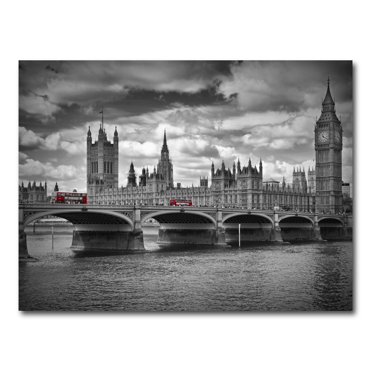 AUTO-MOCKUP WHITE | London Houses of Parliament & Red Buses | 1 Piece | Gallery Wrap Canvas | group=4x3