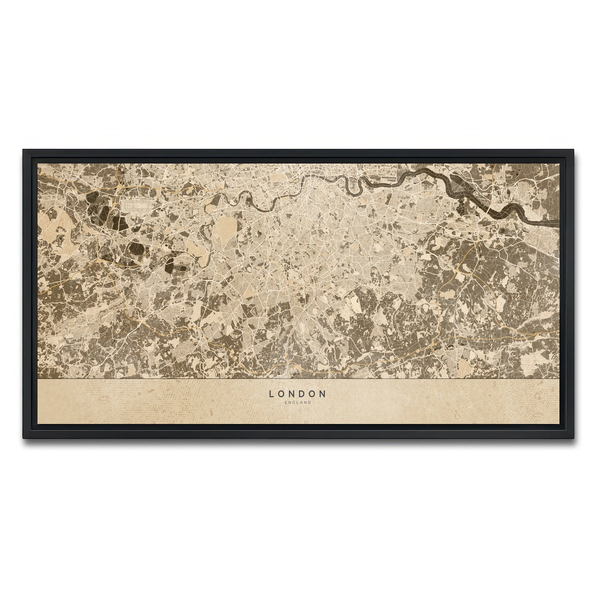 AUTO-MOCKUP WHITE | London Map 1 | 1 Piece | Black Framed Canvas | group=2x1