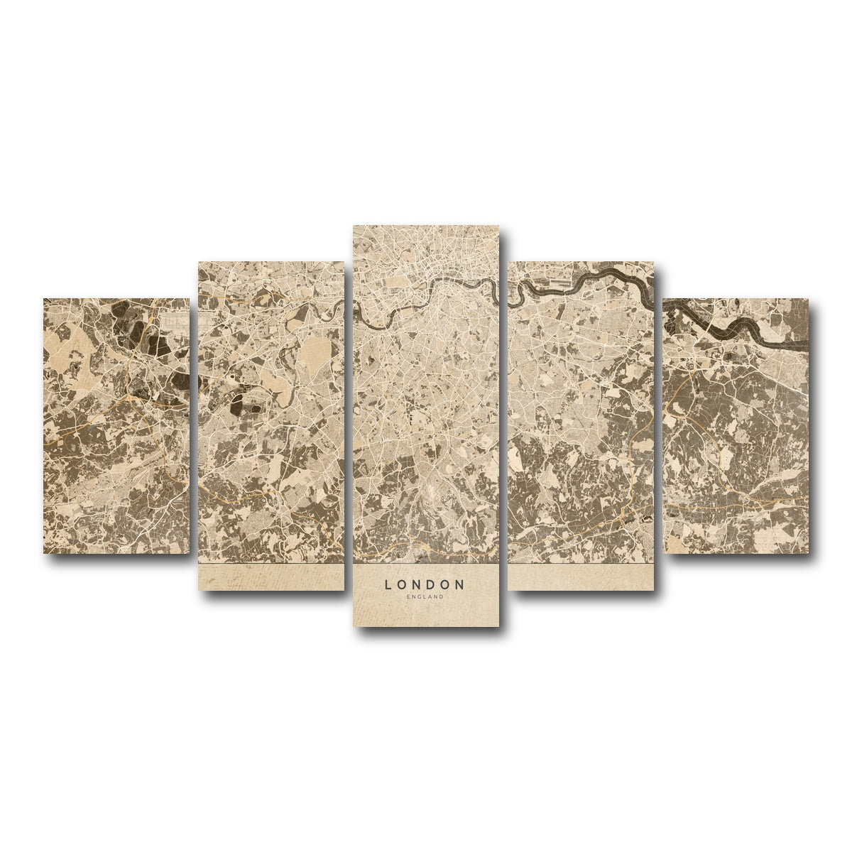 AUTO-MOCKUP WHITE | London Map 1 | 5 Piece | Gallery Wrap Canvas | group=5_normal