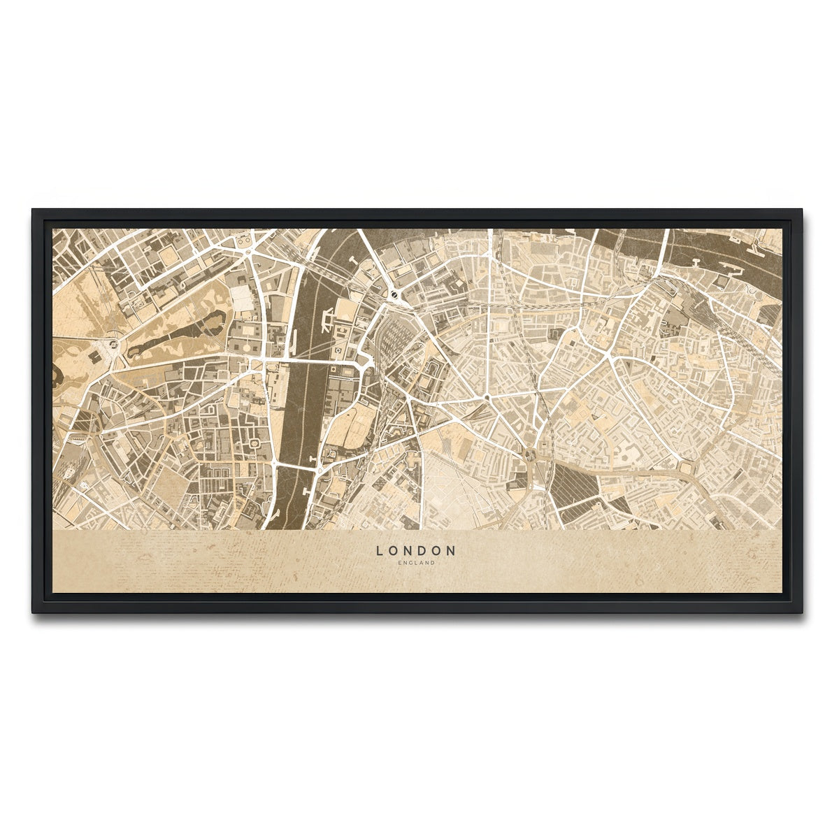 AUTO-MOCKUP WHITE | London Map 3 | 1 Piece | Black Framed Canvas | group=2x1