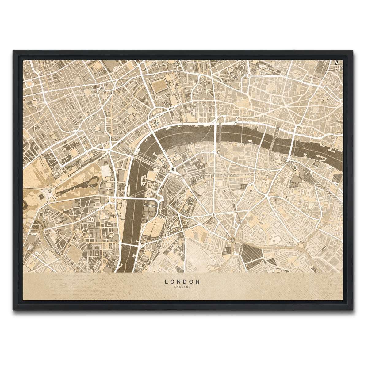 AUTO-MOCKUP WHITE | London Map 3 | 1 Piece | Black Framed Canvas | group=4x3