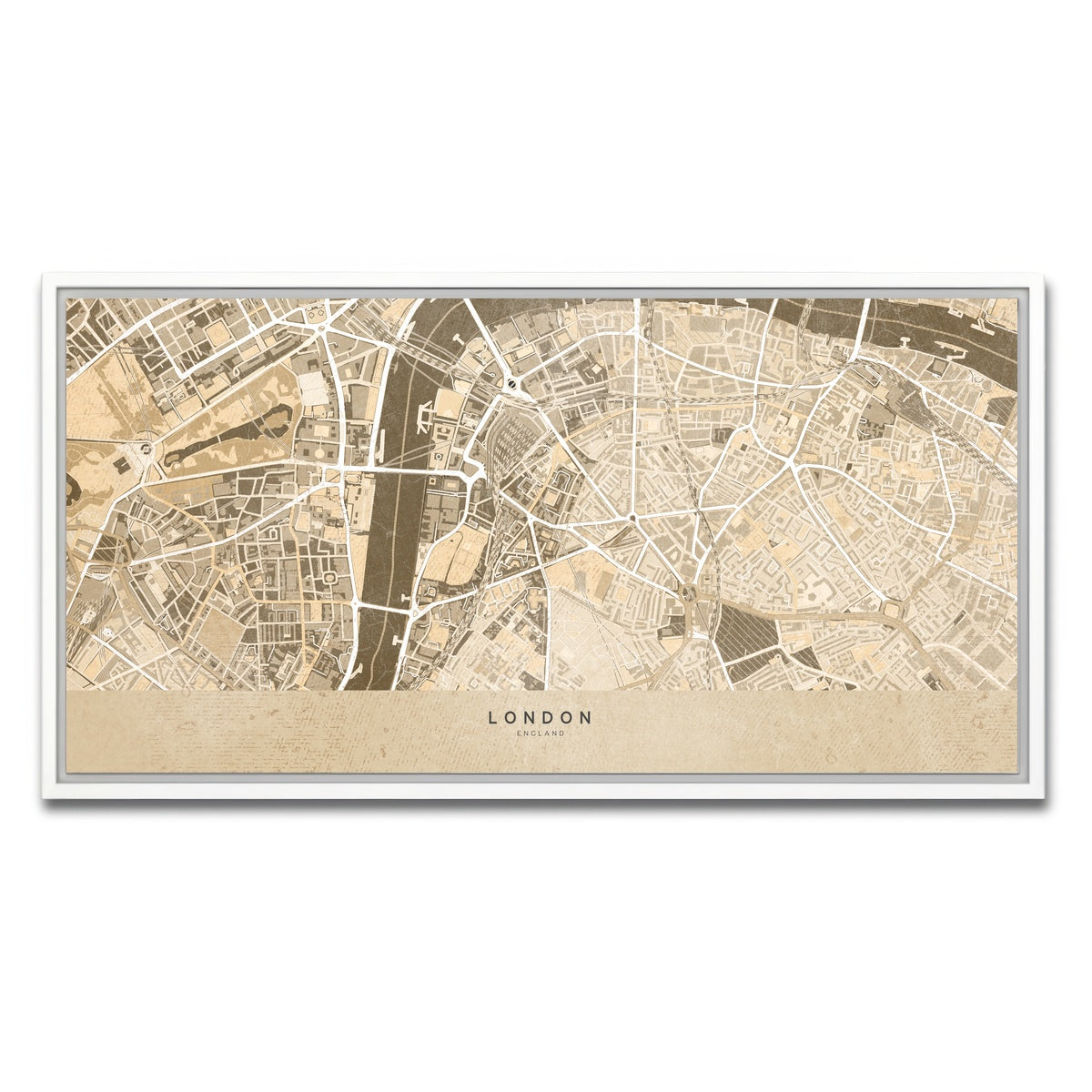 AUTO-MOCKUP WHITE | London Map 3 | 1 Piece | White Framed Canvas | group=2x1
