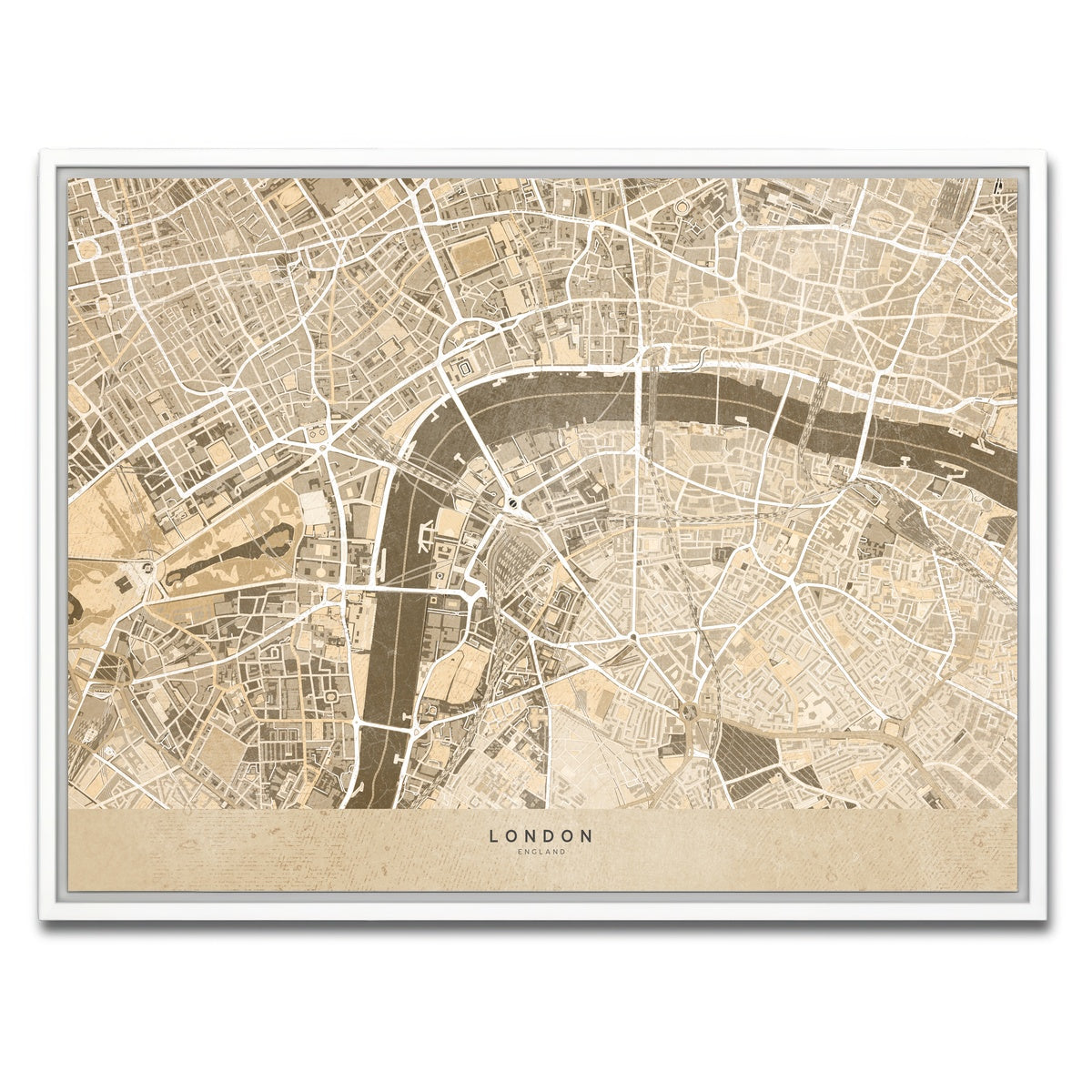 AUTO-MOCKUP WHITE | London Map 3 | 1 Piece | White Framed Canvas | group=4x3