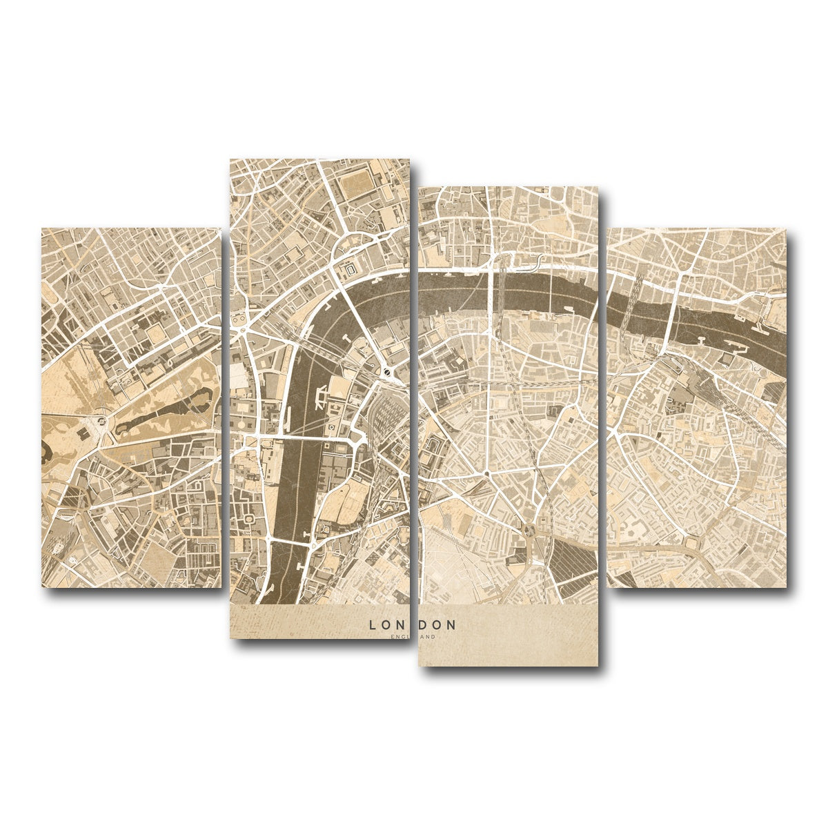 AUTO-MOCKUP WHITE | London Map 3 | 4 Piece | Gallery Wrap Canvas | group=4_short